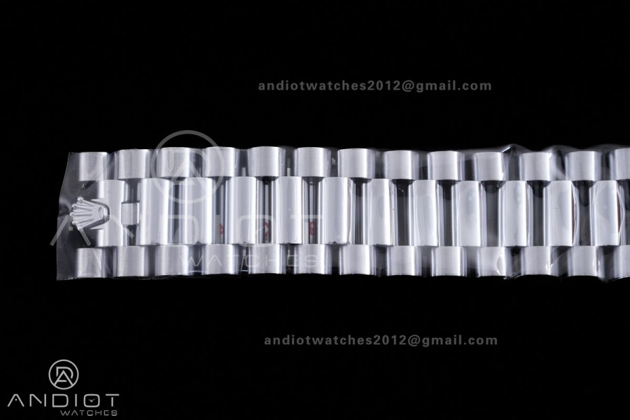 DayDate 40 SS QF 1:1 Best Edition Blue Textured Roman Dial Diamonds Bezel on President Bracelet VR3255 V8s (Gain Weight)