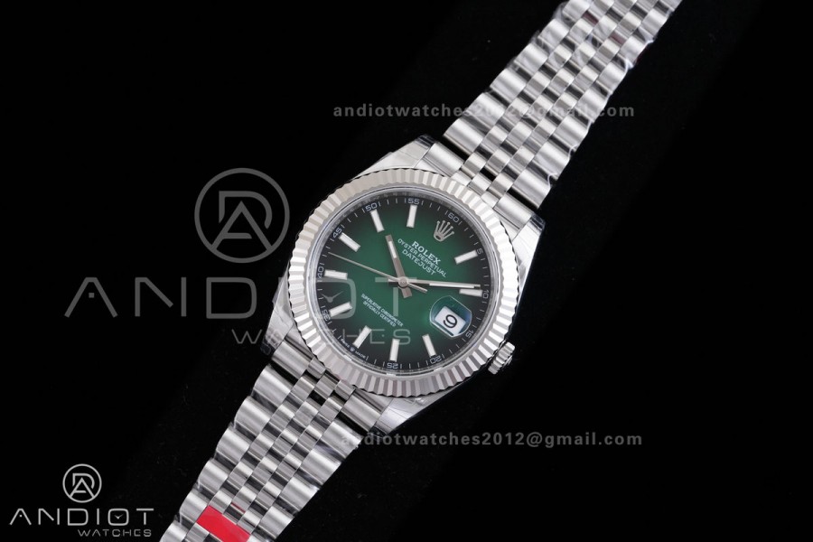 DateJust 41 126334 904L SS V2 VSF 1:1 Best Edition Green Ombre Dial Stick Marker On Jubilee Bracelet DD3235