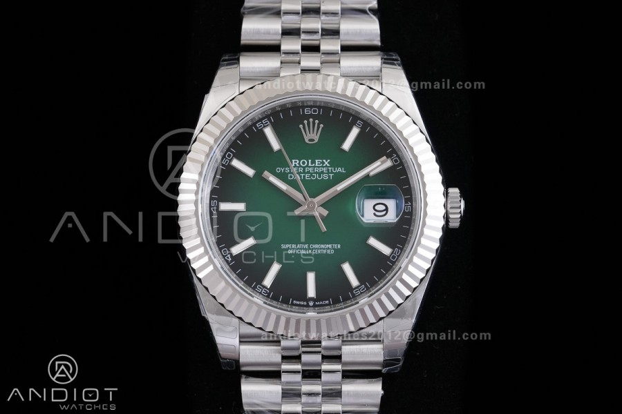 DateJust 41 126334 904L SS V2 VSF 1:1 Best Edition Green Ombre Dial Stick Marker On Jubilee Bracelet DD3235