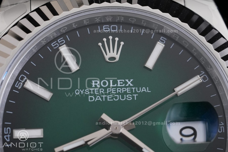 DateJust 41 126334 904L SS V2 VSF 1:1 Best Edition Green Ombre Dial Stick Marker On Jubilee Bracelet DD3235