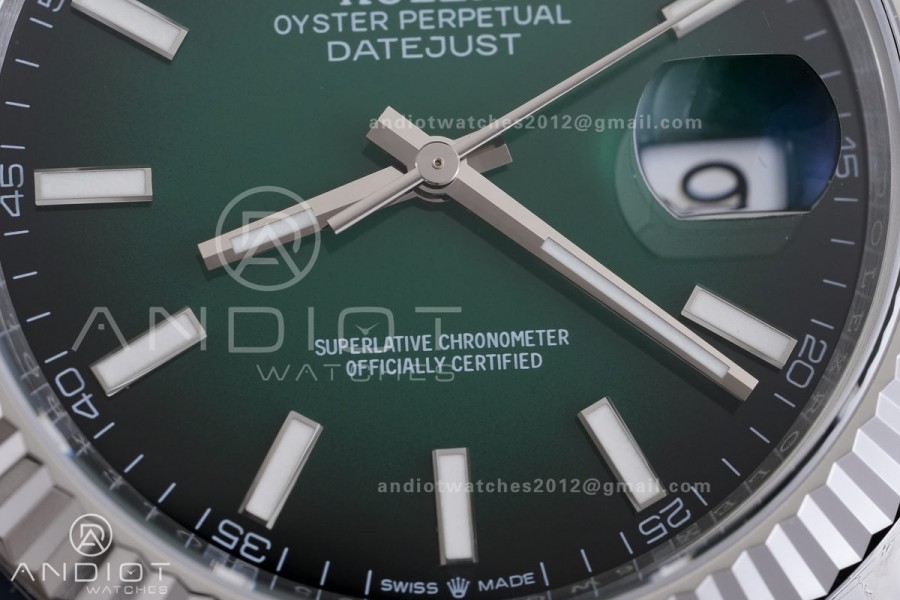 DateJust 41 126334 904L SS V2 VSF 1:1 Best Edition Green Ombre Dial Stick Marker On Jubilee Bracelet DD3235