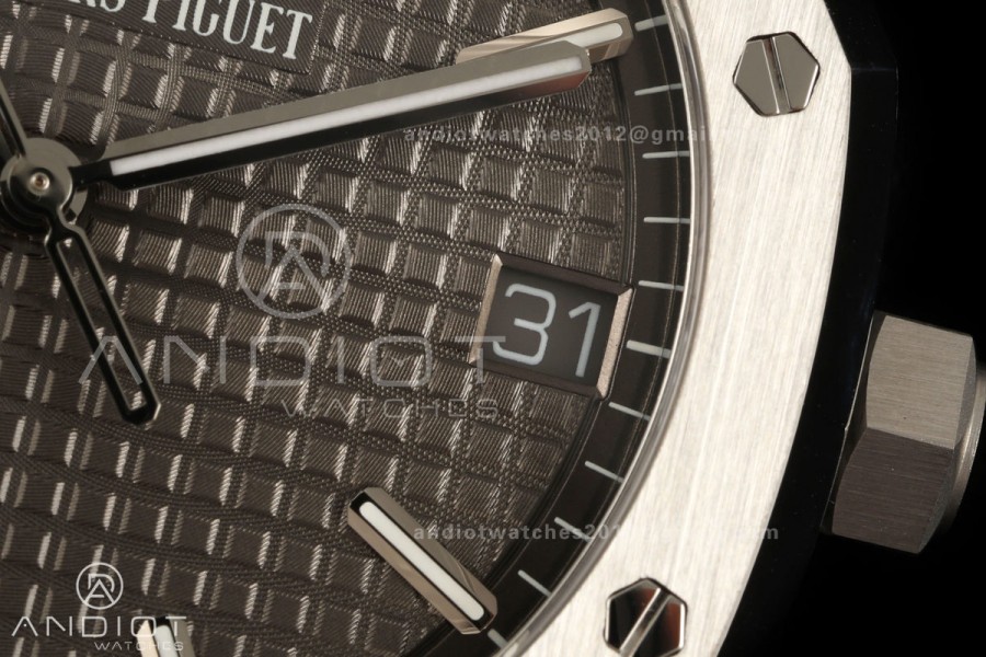 Royal Oak 41mm 15500 SS ZF Free Sprung V2 1:1 Best Edition Gray Textured Dial On SS Bracelet Super Clone A4302 