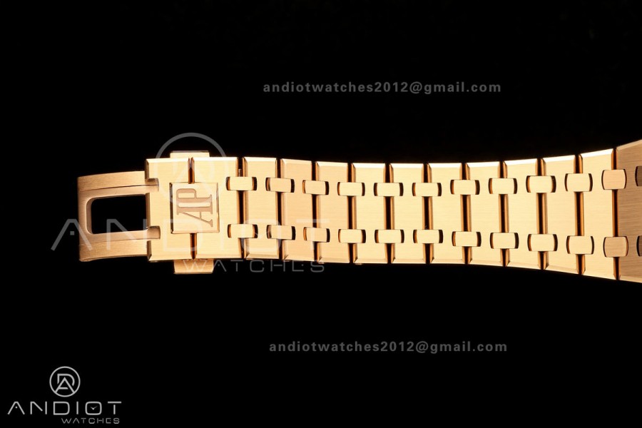Royal Oak 41mm 15500 RG ZF 1:1 Best Edition Black Textured Dial on SS Bracelet Super Clone SH4302