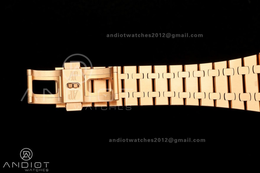 Royal Oak 41mm 15500 RG ZF 1:1 Best Edition Black Textured Dial on SS Bracelet Super Clone SH4302