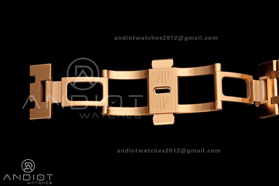 Royal Oak 41mm 15500 RG ZF 1:1 Best Edition Black Textured Dial on SS Bracelet Super Clone SH4302