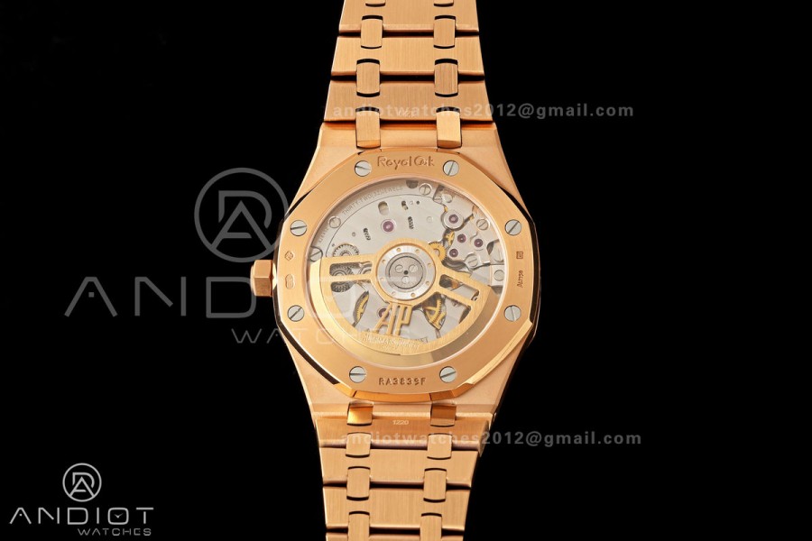 Royal Oak 41mm 15500 RG ZF 1:1 Best Edition Black Textured Dial on SS Bracelet Super Clone SH4302