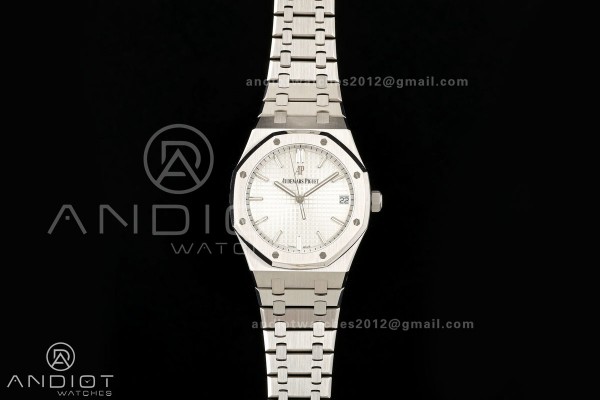 Royal Oak 41mm 15500 SS ZF Free Sprung V2 1:1 Best Edition Silver Textured Dial On SS Bracelet Super Clone A4302 