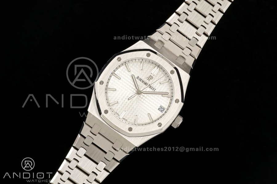 Royal Oak 41mm 15500 SS ZF Free Sprung V2 1:1 Best Edition Silver Textured Dial On SS Bracelet Super Clone A4302 