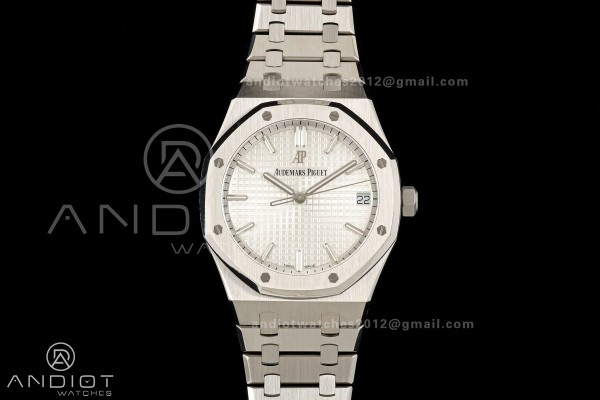 Royal Oak 41mm 15500 SS ZF Free Sprung V2 1:1 Best Edition Silver Textured Dial On SS Bracelet Super Clone A4302 