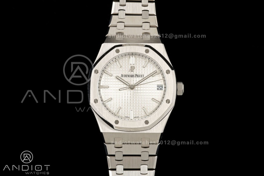 Royal Oak 41mm 15500 SS ZF Free Sprung V2 1:1 Best Edition Silver Textured Dial On SS Bracelet Super Clone A4302 