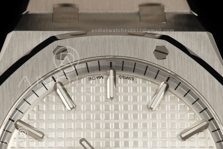 Royal Oak 41mm 15500 SS ZF Free Sprung V2 1:1 Best Edition Silver Textured Dial On SS Bracelet Super Clone A4302 