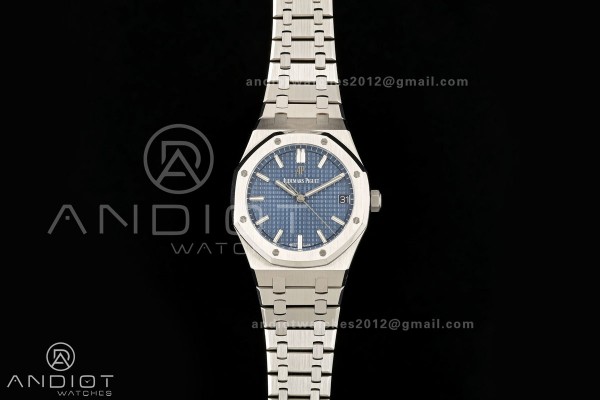 Royal Oak 41mm 15500 SS ZF Free Sprung V2 1:1 Best Edition Blue Textured Dial On SS Bracelet Super Clone A4302 