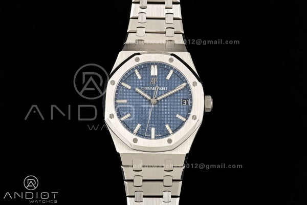 Royal Oak 41mm 15500 SS ZF Free Sprung V2 1:1 Best Edition Blue Textured Dial On SS Bracelet Super Clone A4302 