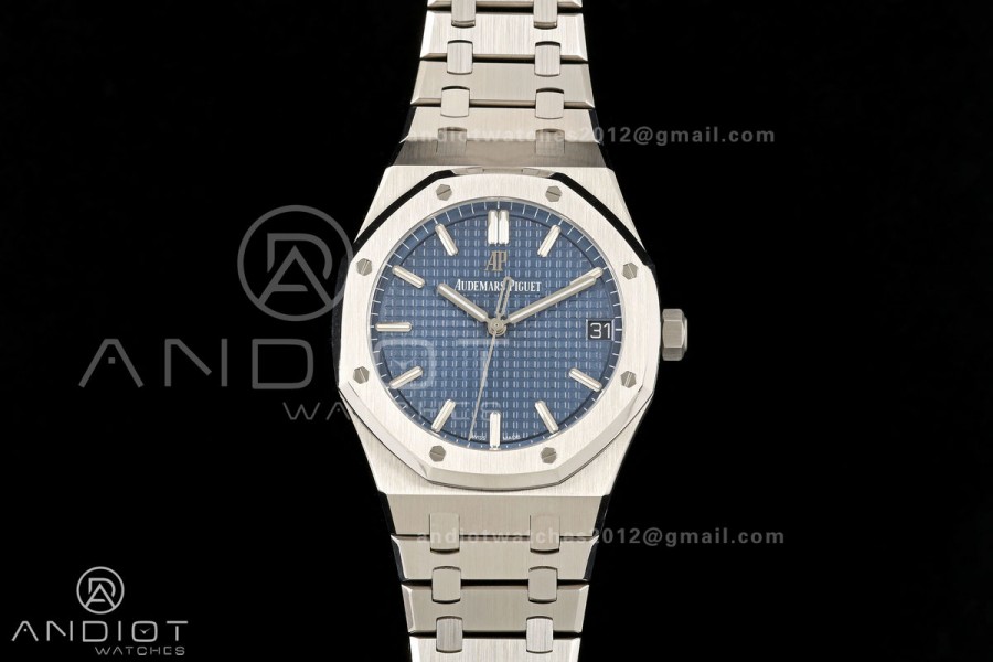 Royal Oak 41mm 15500 SS ZF Free Sprung V2 1:1 Best Edition Blue Textured Dial On SS Bracelet Super Clone A4302 