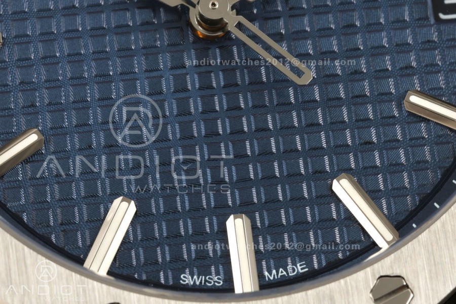 Royal Oak 41mm 15500 SS ZF Free Sprung V2 1:1 Best Edition Blue Textured Dial On SS Bracelet Super Clone A4302 