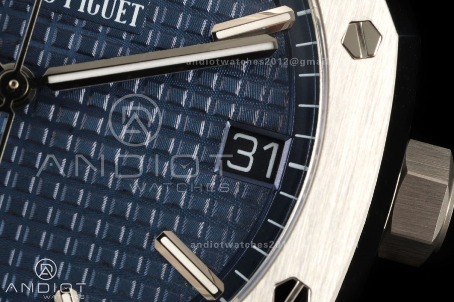 Royal Oak 41mm 15500 SS ZF Free Sprung V2 1:1 Best Edition Blue Textured Dial On SS Bracelet Super Clone A4302 