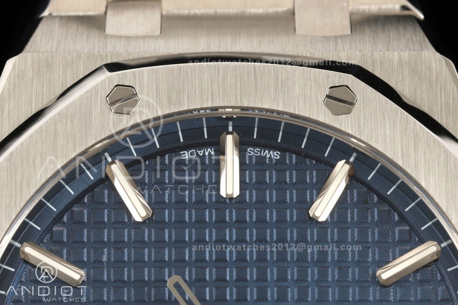 Royal Oak 41mm 15500 SS ZF Free Sprung V2 1:1 Best Edition Blue Textured Dial On SS Bracelet Super Clone A4302 