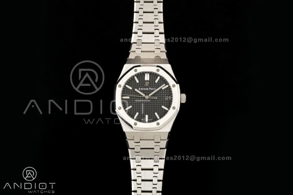 Royal Oak 41mm 15500 SS ZF Free Sprung V2 1:1 Best Edition Black Textured Dial On SS Bracelet Super Clone A4302 