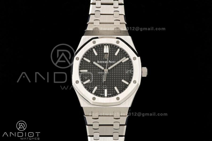Royal Oak 41mm 15500 SS ZF Free Sprung V2 1:1 Best Edition Black Textured Dial On SS Bracelet Super Clone A4302 