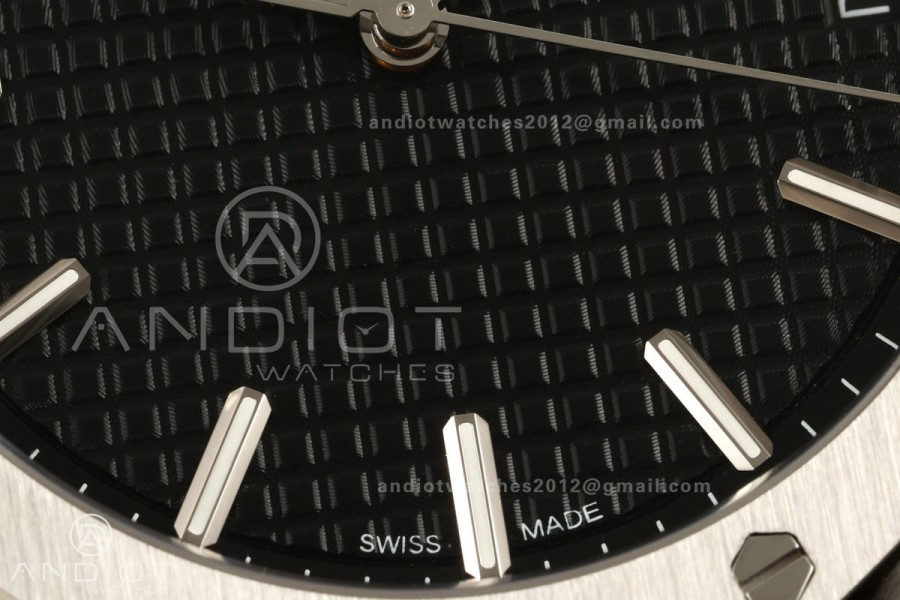 Royal Oak 41mm 15500 SS ZF Free Sprung V2 1:1 Best Edition Black Textured Dial On SS Bracelet Super Clone A4302 