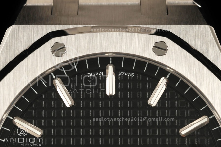 Royal Oak 41mm 15500 SS ZF Free Sprung V2 1:1 Best Edition Black Textured Dial On SS Bracelet Super Clone A4302 