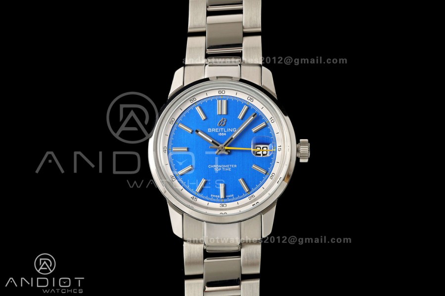 Top Time B31 BLF 1:1 Best Edition Blue Dial Yellow Hand on SS Bracelet AB31