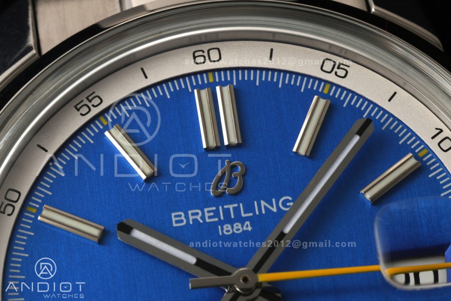 Top Time B31 BLF 1:1 Best Edition Blue Dial Yellow Hand on SS Bracelet AB31