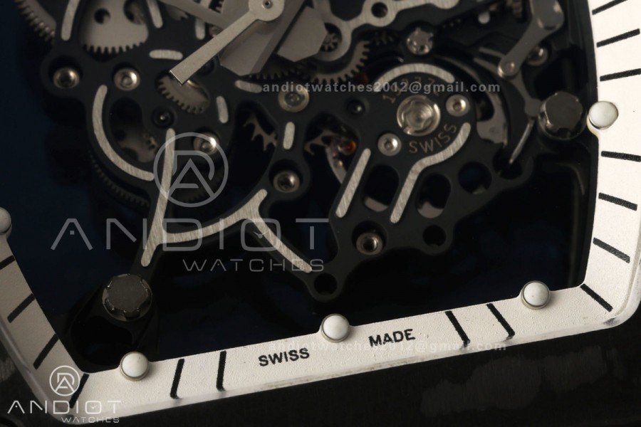 Boss Studio RM055 Black NTPT White/Black Inner Bezel RMUL2 Super Clone (Free Sprung)