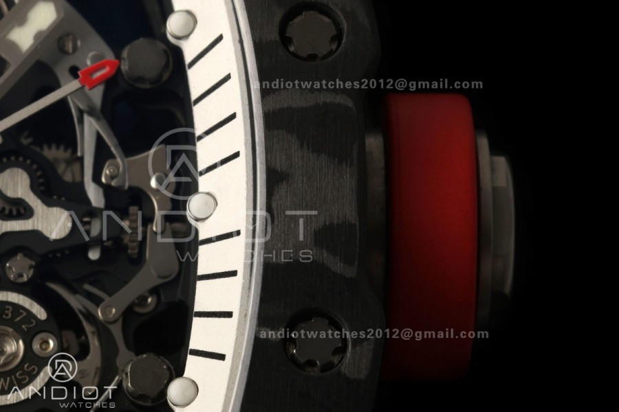 Boss Studio RM055 Black NTPT White/Black Inner Bezel RMUL2 Super Clone (Free Sprung)