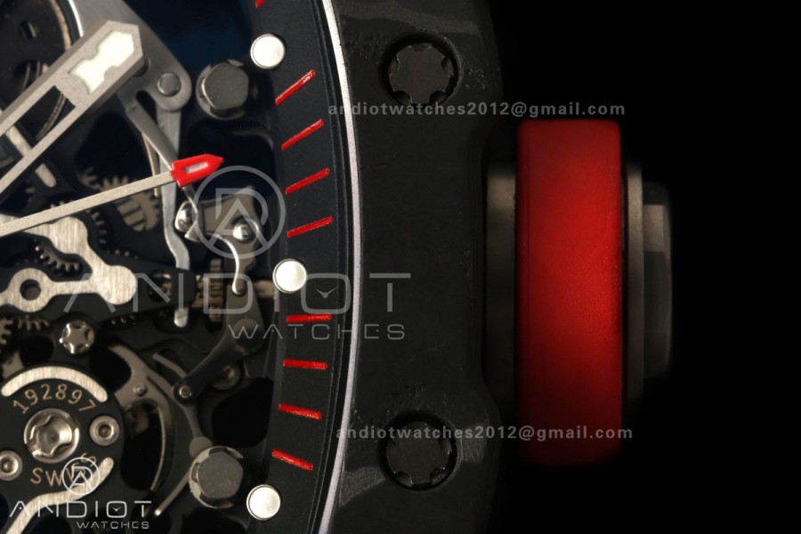 Boss Studio RM055 Black NTPT Black/Red Inner Bezel RMUL2 Super Clone (Free Sprung)