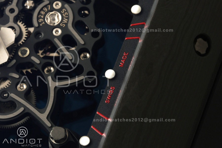 Boss Studio RM055 Black NTPT Black/Red Inner Bezel RMUL2 Super Clone (Free Sprung)