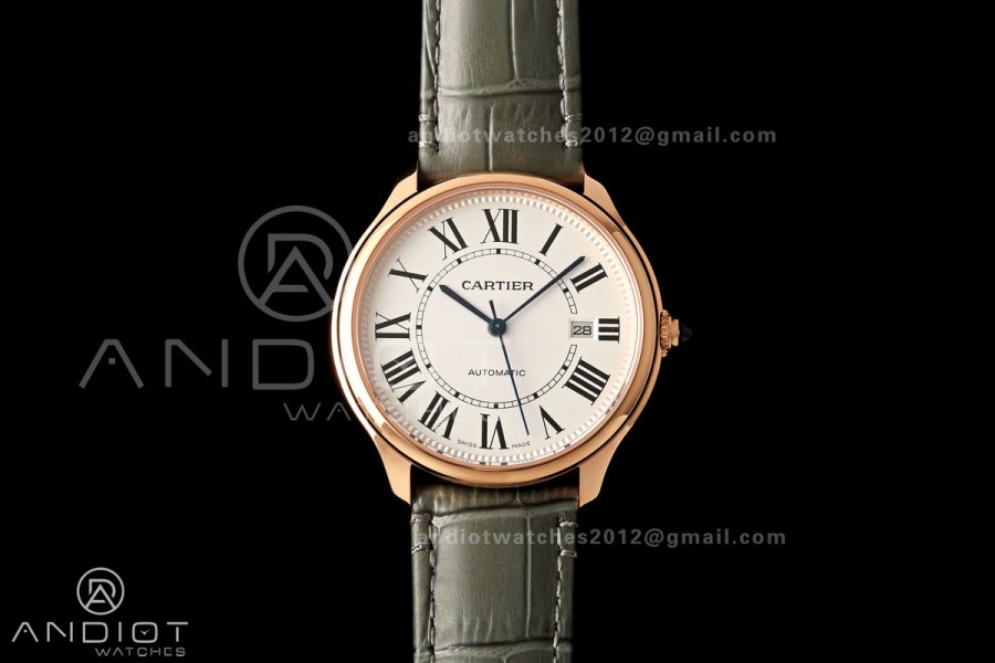 Ronde Louis 40 RG BSF Best Edition White Dial on Green Leather Strap A1847