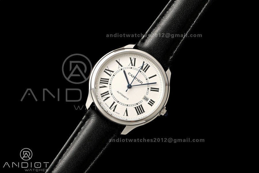 Ronde Louis 40 SS BSF Best Edition White Dial on Black Leather Strap A1847