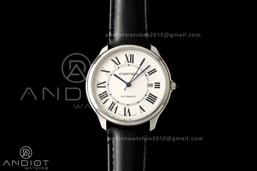 Ronde Louis 40 SS BSF Best Edition White Dial on Black Leather Strap A1847