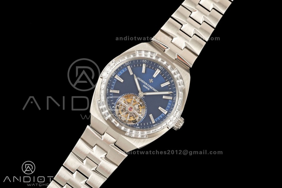 Overseas Tourbillon SS ANTF Best Edition Blue Dial Diamonds Bezel on SS Bracelet
