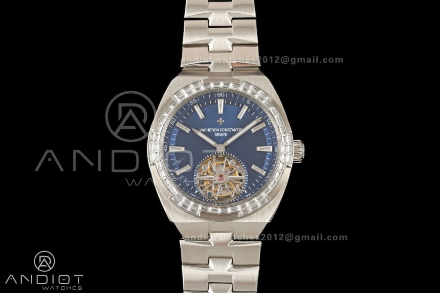 Overseas Tourbillon SS ANTF Best Edition Blue Dial Diamonds Bezel on SS Bracelet