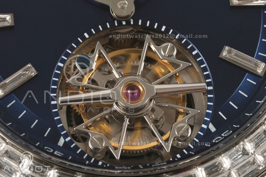 Overseas Tourbillon SS ANTF Best Edition Blue Dial Diamonds Bezel on SS Bracelet