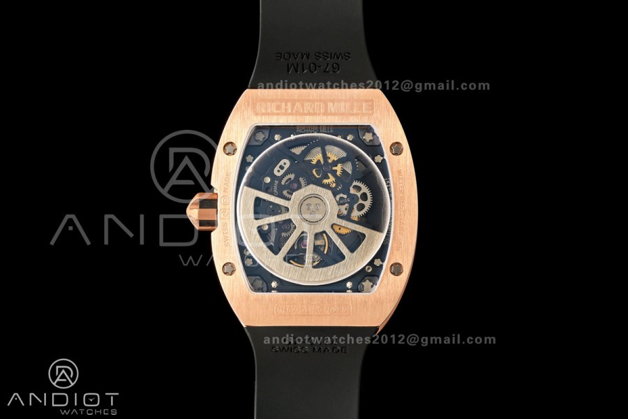 AVF RM67-01 RG Skeleton Dial on Black Rubber Strap CRMA6 Clone