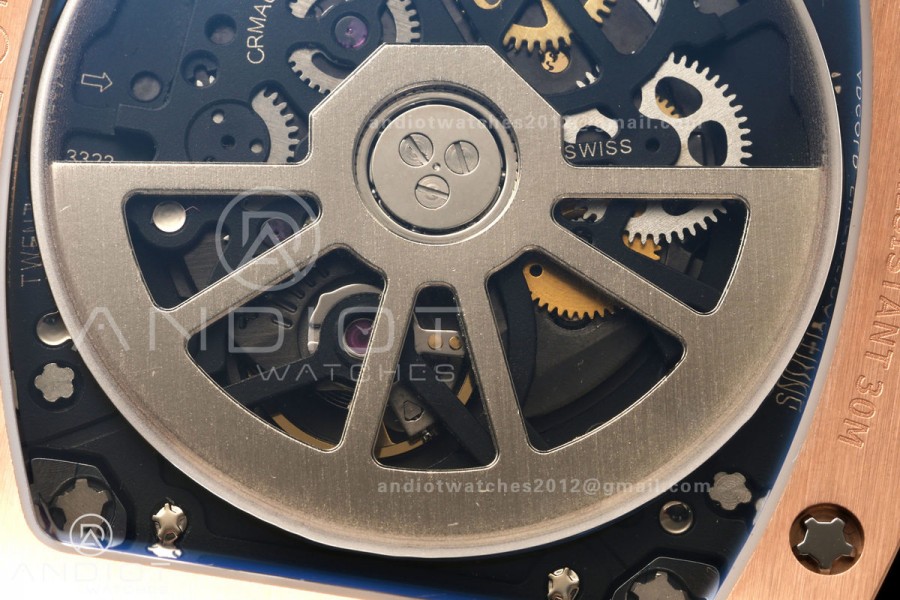 AVF RM67-01 RG Skeleton Dial on Black Rubber Strap CRMA6 Clone