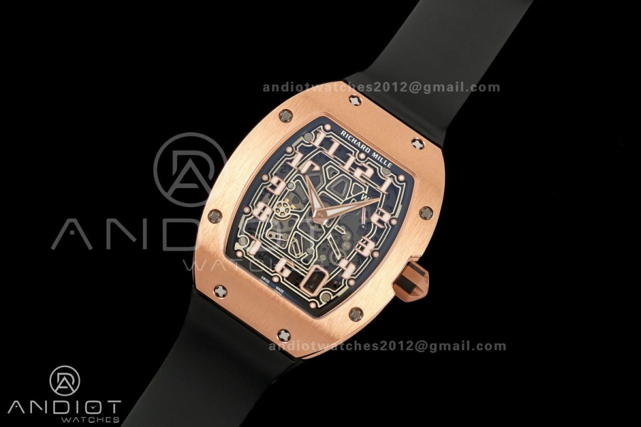 AVF RM67-01 RG Skeleton Dial on Black Rubber Strap CRMA6 Clone