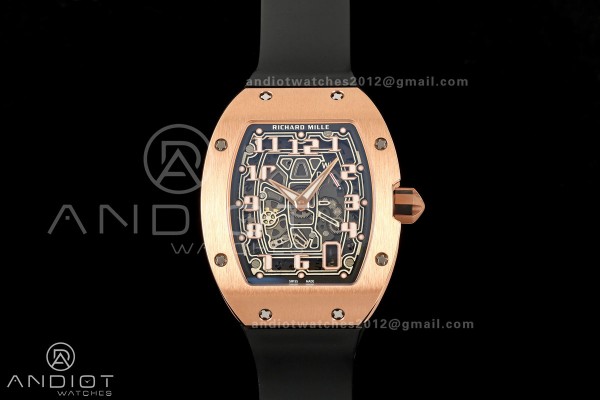 AVF RM67-01 RG Skeleton Dial on Black Rubber Strap CRMA6 Clone