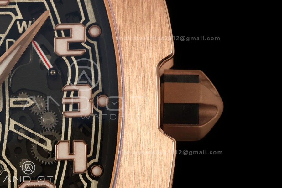AVF RM67-01 RG Skeleton Dial on Black Rubber Strap CRMA6 Clone