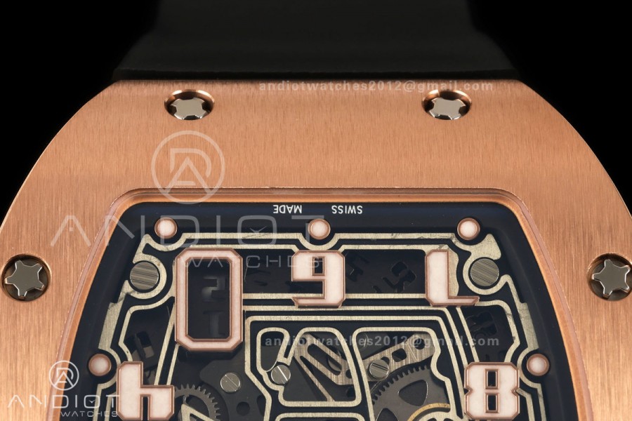 AVF RM67-01 RG Skeleton Dial on Black Rubber Strap CRMA6 Clone