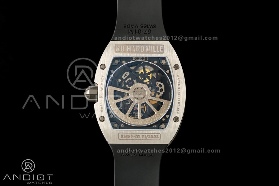 AVF RM67-01 Titanium Skeleton Dial on Black Rubber Strap CRMA6 Clone