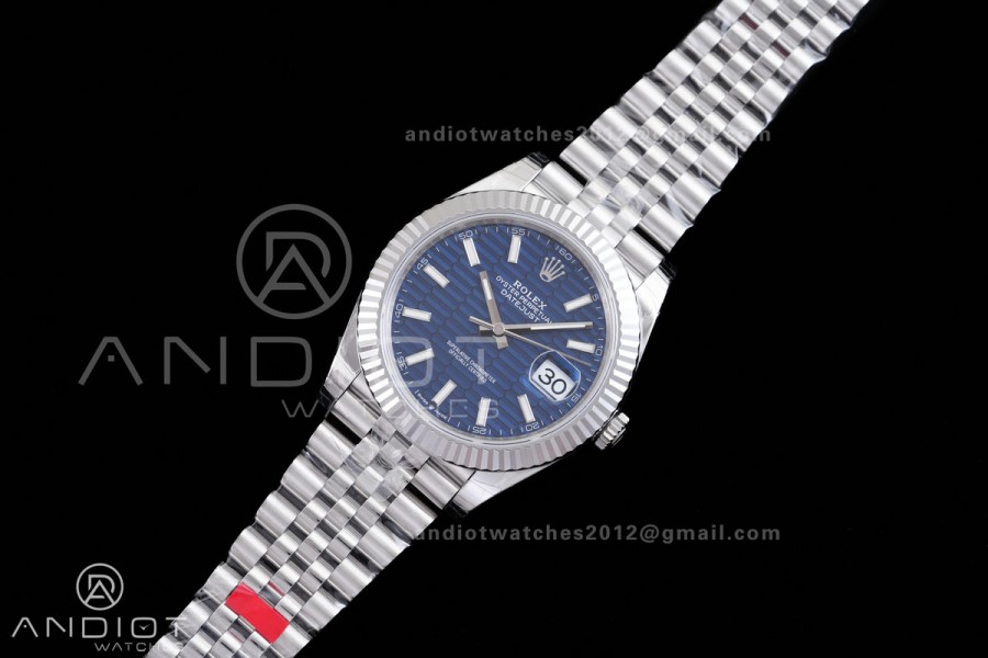 DateJust 41 126334 904L SS VSF 1:1 Best Edition V2 Blue Fluted Dial Stick Marker On Jubilee Bracelet DD3235