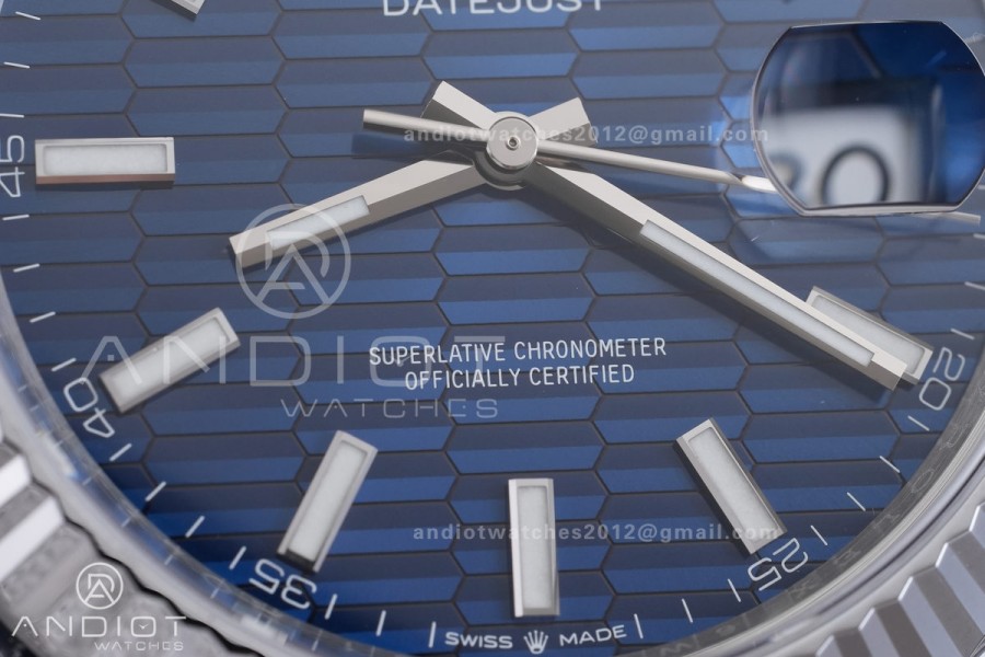 DateJust 41 126334 904L SS VSF 1:1 Best Edition V2 Blue Fluted Dial Stick Marker On Jubilee Bracelet DD3235