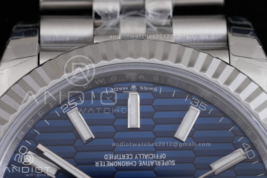 DateJust 41 126334 904L SS VSF 1:1 Best Edition V2 Blue Fluted Dial Stick Marker On Jubilee Bracelet DD3235