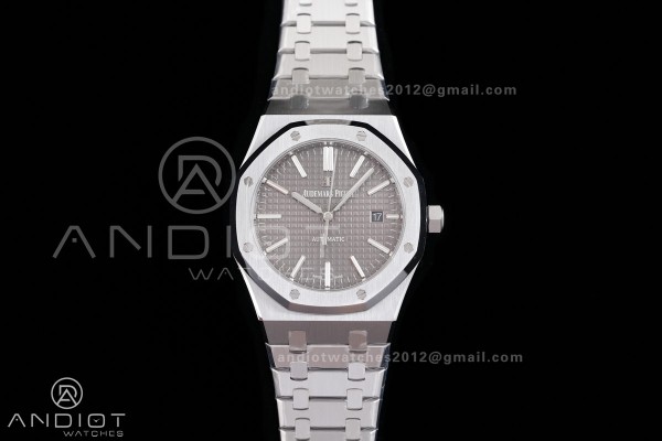 Royal Oak 41mm 15400 SS ZF 1:1 Best Edition Gray Textured Dial on SS Bracelet V2 SA3120 Super Clone