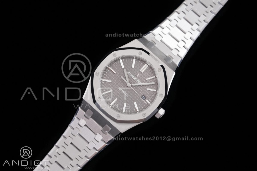 Royal Oak 41mm 15400 SS ZF 1:1 Best Edition Gray Textured Dial on SS Bracelet V2 SA3120 Super Clone