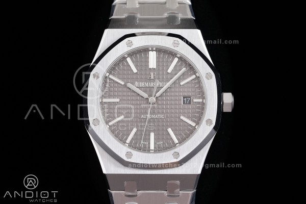 Royal Oak 41mm 15400 SS ZF 1:1 Best Edition Gray Textured Dial on SS Bracelet V2 SA3120 Super Clone